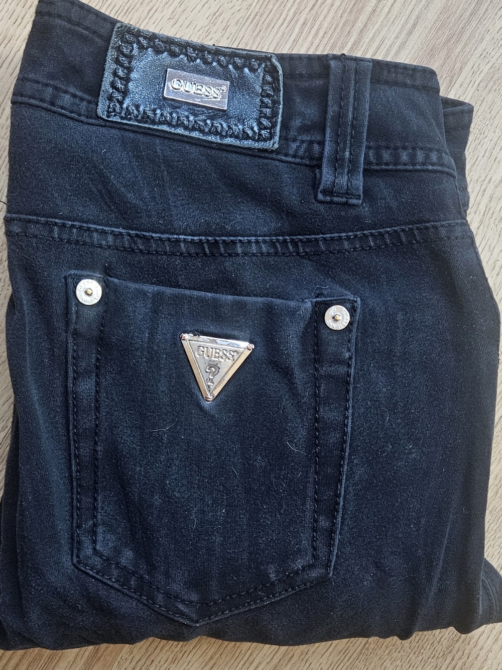 GUESS Black Jeans with Silver Logo Triangle